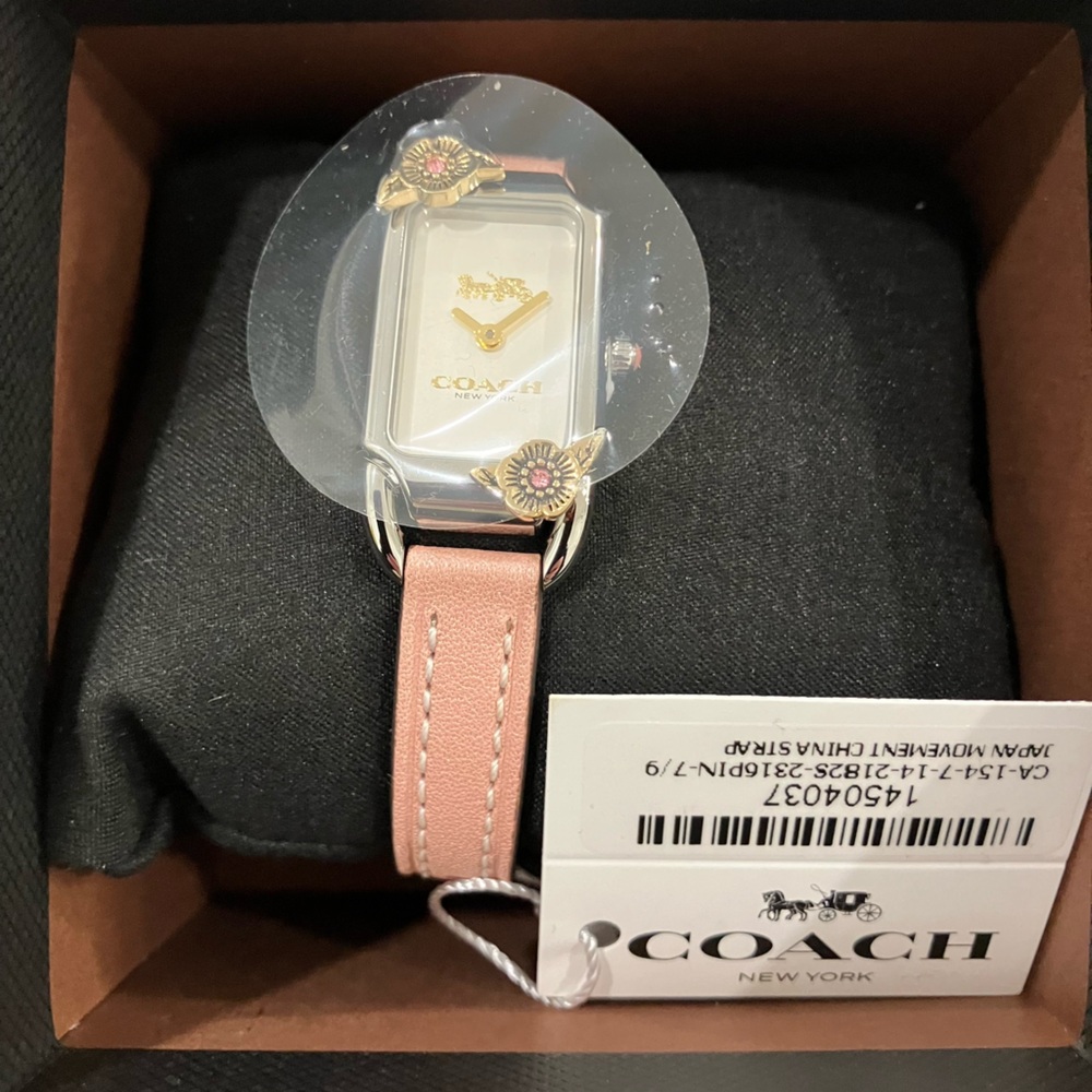 Coach Pink Leather Strap Watch